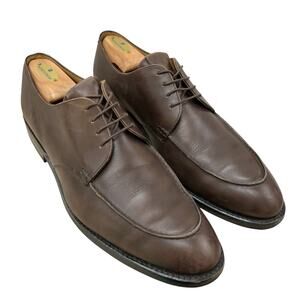 Heschung Mens 11.5 Brown Leather Classic Derby U-Tip Studded Rubber Sole France
